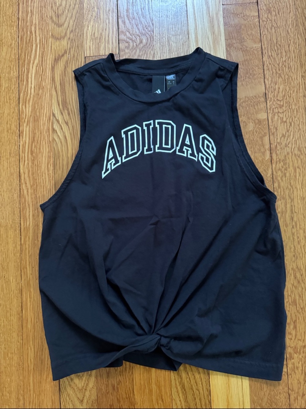 adidas Black Knotted Logo Muscle Tank- Womens Small